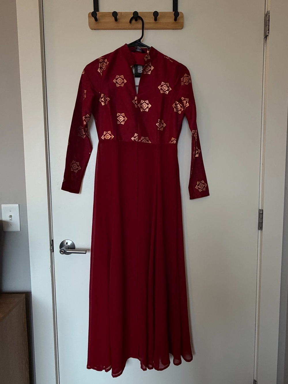 Indya Red Floral Tunic with Gold Motif